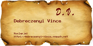 Debreczenyi Vince névjegykártya